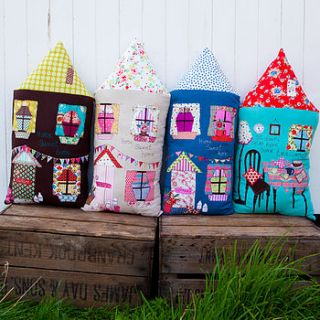 happy house cushion by lara sparks embroidery