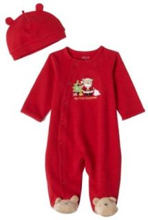 Little Me Santa Bear Footie, Red, 9 Months Clothing