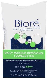 Biore Makeup Removing Towelettes, 30 Count  Facial Cleansing Cloths And Towelettes  Beauty