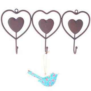 triple heart hook hanger by ciel bleu
