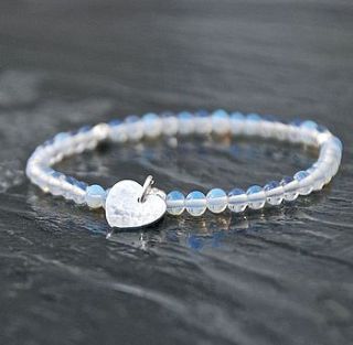 handmade silver heart and moonstone bracelet by penelopetom direct ltd
