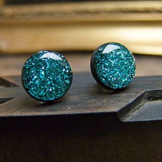 sea green glitter earrings by home & glory