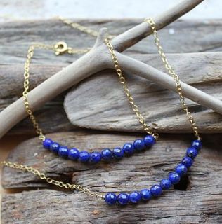 lapiz lazuli personalised bead bar necklace by marie walshe jewellery