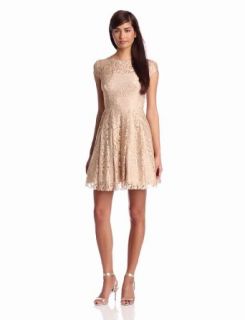 ABS Allen Schwartz Women's Cut Out Back Dress With Cap Sleeve, Champagne, 14 Niteout