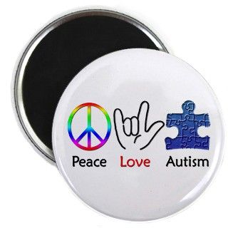 Peace, Love, Autism Magnet by CustomASL