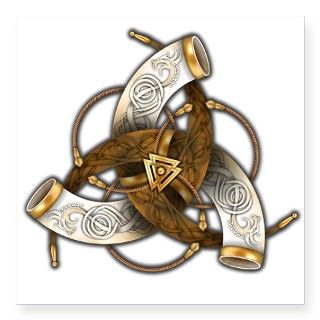 Odins Triple Horns Square Sticker 3 x 3 by naumaddicarts