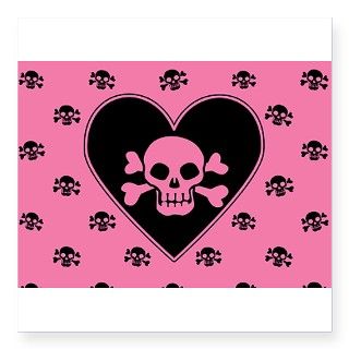 Pirate Skull & Crossbones Heart Pink Sticker by ADMIN_CP3269