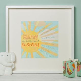 personalised sunshine nursery print by quietly eccentric