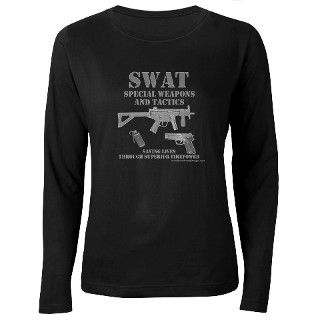SWAT Womens Long Sleeve Black T Shirt by streetready