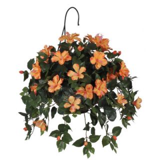 House of Silk Flowers Artificial Hibiscus Hanging Plant
