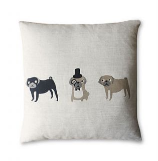 pug linen cushion by fenella smith