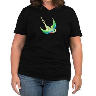 Swallow Tattoo Womens Plus Size V Neck Dark T Shi by sparrowtattoo