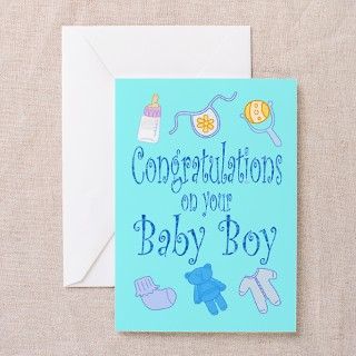 Congratulations Baby Boy Greeting Cards (Pk of 10) by familyevents
