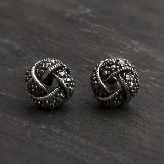 sterling silver marcasite round knot studs by bloom boutique