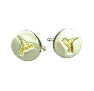 hummingbird gold inlay silver cufflinks by melinda mulcahy