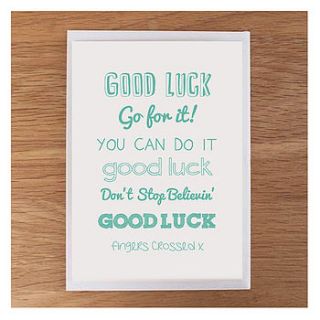 typography good luck card by nicole stollery design
