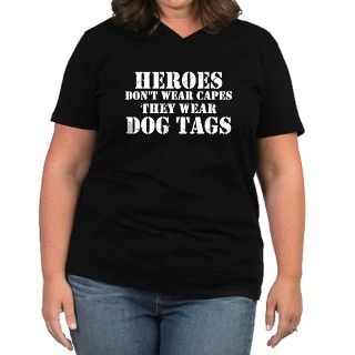 Heroes Wear Dog Tags Womens Plus Size V Neck Dark by iraqifreedom