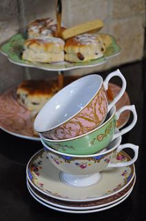 traditional vintage style tea time cup and saucer by gerties
