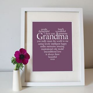 grandma personalised heart print by ciliegia designs