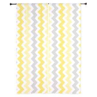 Yellow Grey Chevron Stripes 84" Curtains by DreamingMindCards