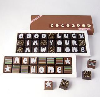 personalised chocolates for a new home by chocolate by cocoapod chocolate