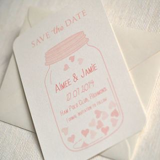 jar of hearts save the date cards by beautiful day