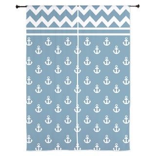 Sky Blue Anchors and Chevrons 84 Curtains by HHTrendyHome