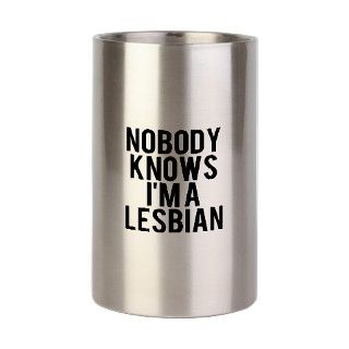 nobody knows im a lesbian Bottle Wine Chiller by Admin_CP71082508