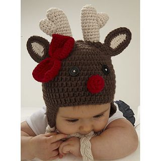 christmas reindeer infant crochet hat by viv & joe