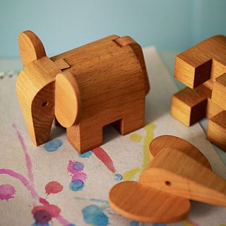 wooden elephant puzzle by rowen & wren