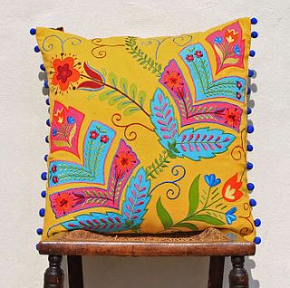 tropical delights leaf cushion cover by plum chutney
