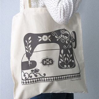 printed sewing machine tote bag by stephanie cole design