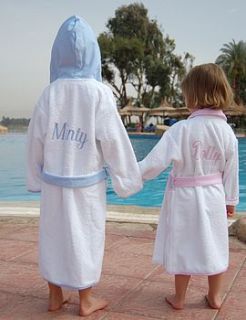 personalised children's robe by monogrammed linen shop