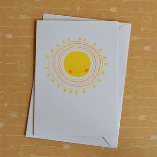 hello sunshine screenprinted card by the imagination of ladysnail