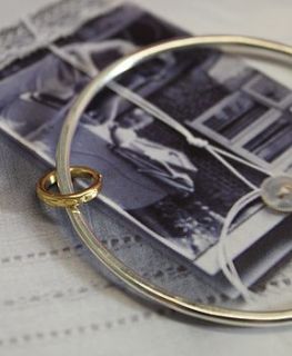 personalised gold halo bangle by posh totty designs boutique