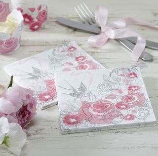 vintage style floral rose party paper napkins by ginger ray
