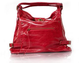 big cherry red hobo leather handbag by madison belts
