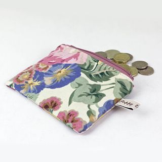 coin purse vintage rose and peony print by poppy valentine