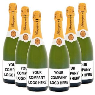 personalised champagne corporate six brut by boutique bubbly