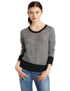 Ever Womens Sienna Boatneck Sweater, Black/Salt Stripe, Medium
