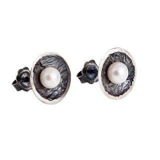 moon drop studs with pearls large by anne morgan contemporary jewellery