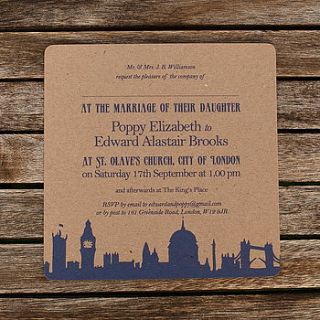recycled london theme wedding invitations by artcadia