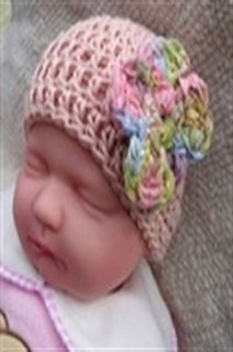 peach pink cotton crochet hat by bamboo baby