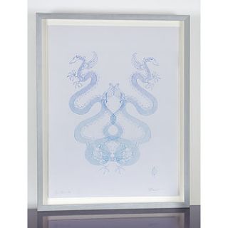 blue fire dragon screen print by marion rhoades