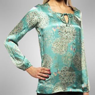 allium turquoise silk top by pattern passion