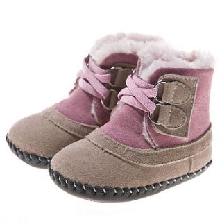 two tone suede real leather baby boots by my little boots