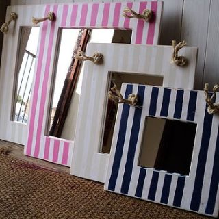 nautical striped mirror with rope by giddy kipper