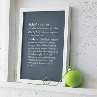 fathers day personalised dad or daddy dictionary print by coconutgrass