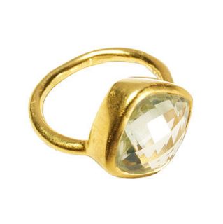 square green amethyst and gold ring by flora bee