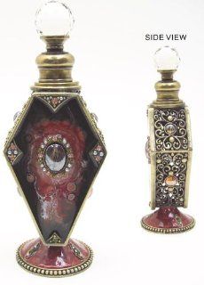 Welforth Fine Pewter Anti Brass Red Brown Geometric Perfume Bottle   Decorative Bottles